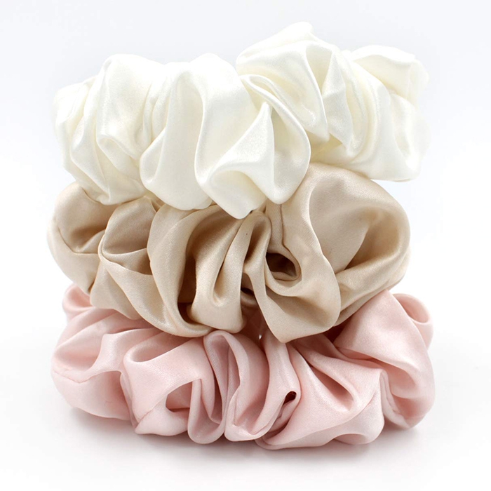 Elastic de păr din mătase naturală Mulberry - Light Cream - imagine 2