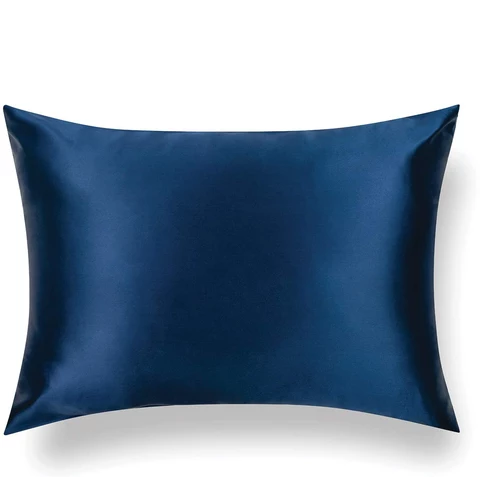 Față de pernă mătase 22 Momme fata superioara, fata inferioara bambus, Navy, 50X70 cm - imagine 2