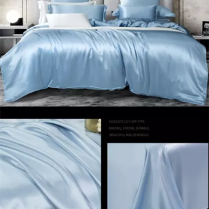 Set lenjerie pat mătase naturală, 22 Momme, Haze Blue