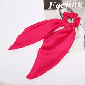 Elastic păr cu minieșarfă din mătase naturala Mulberry, Red