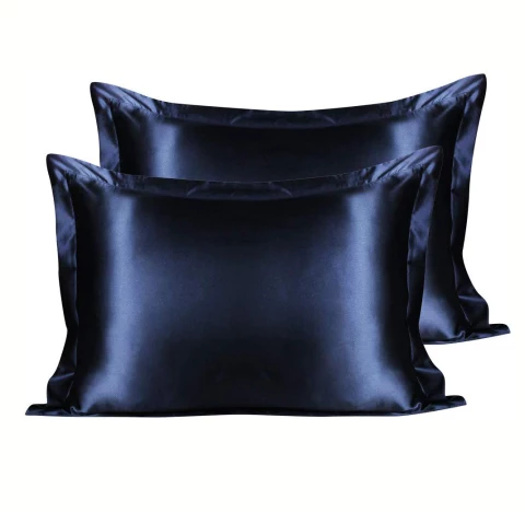 Față de pernă mătase 22 Momme fata superioara, fata inferioara bambus, Navy, 50X70 cm - imagine 3