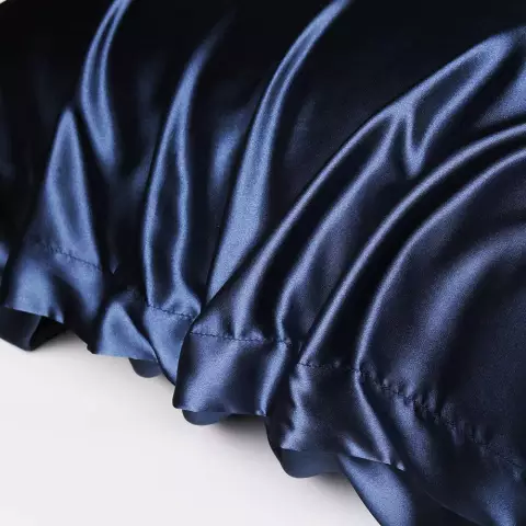 Față de pernă mătase 22 Momme fata superioara, fata inferioara bambus, Navy, 50X70 cm - imagine 12