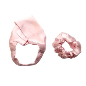 Set Bentita si Elastic, matase Mulberry, Baby Pink
