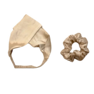 Set Bentita si Elastic, matase Mulberry, Champagne