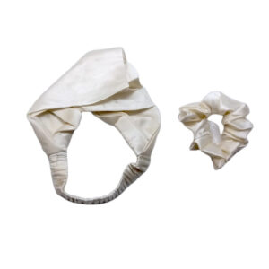 Set Bentita si Elastic, Matase Mullberry, Light Cream
