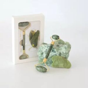 Set cadou Jade Roller si Gua Sha Green - kit masaj facial