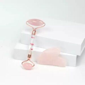 Jade Roller si Guasha, Pink - kit masaj facial