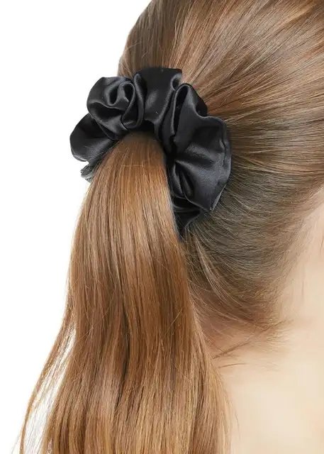 Elastic de păr din mătase naturală Mulberry Black - imagine 3