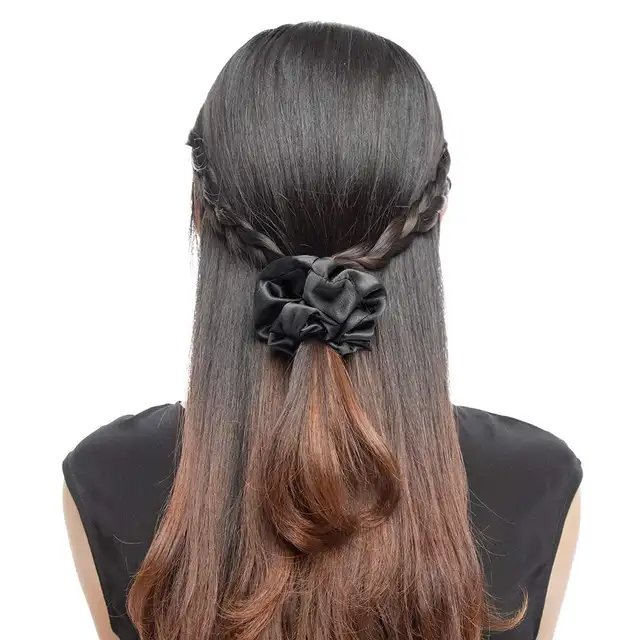 Elastic de păr din mătase naturală Mulberry Black - imagine 6
