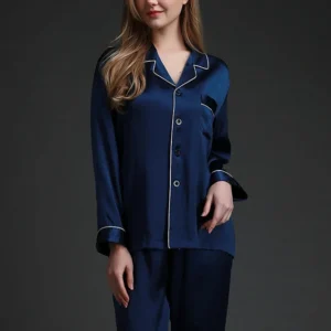 Pijama matase naturala dama Navy Blue