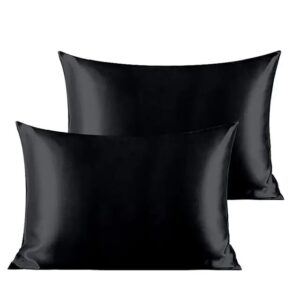 Set fețe de pernă mătase Mulberry 1+1, culoare Black