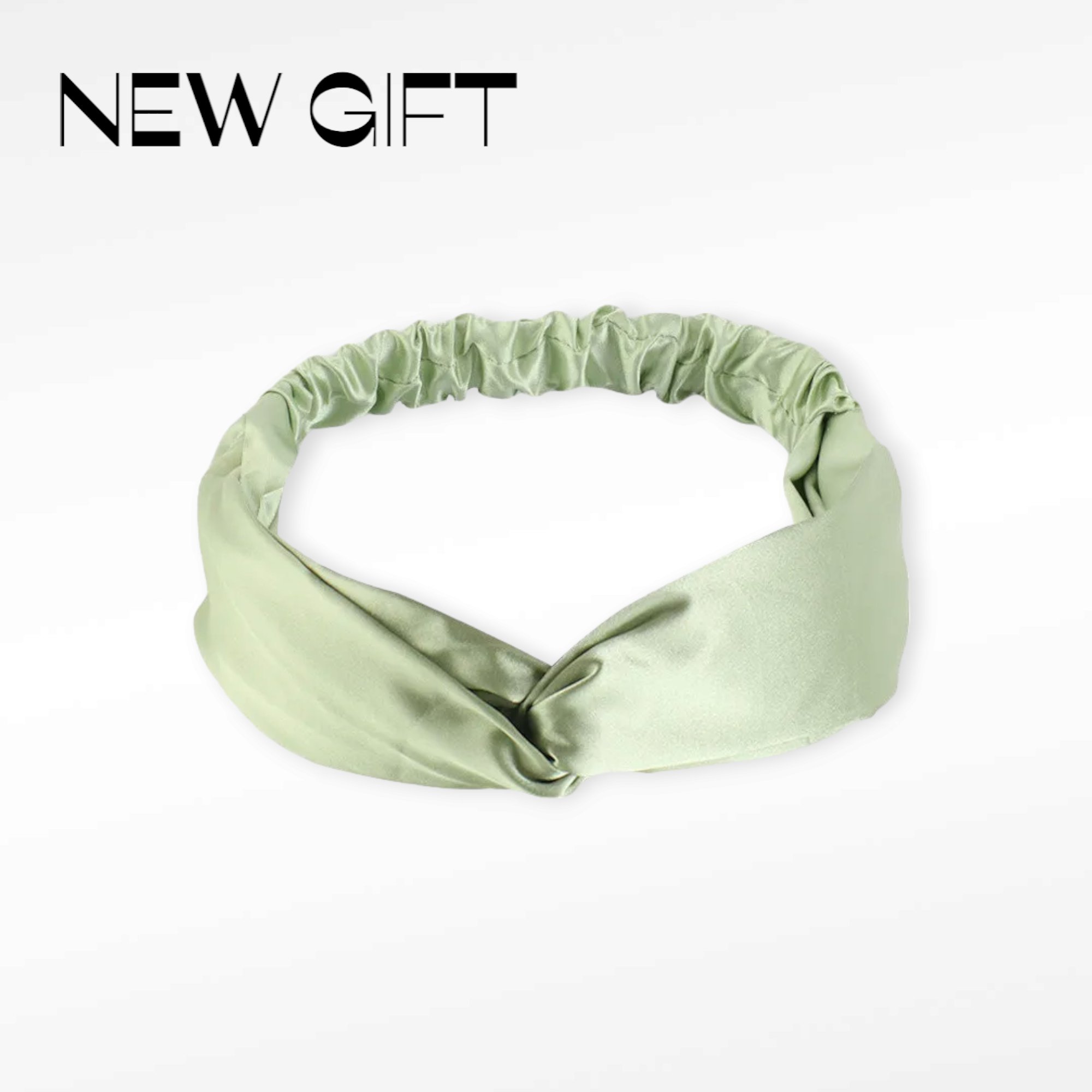 Bentiță pentru păr din mătase naturala Mulberry, Light Green - imagine 2