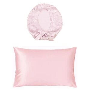 Silk Sleep Experience Set, din mătase Mulbery - Față de pernă + Boneta Luxury, Baby Pink