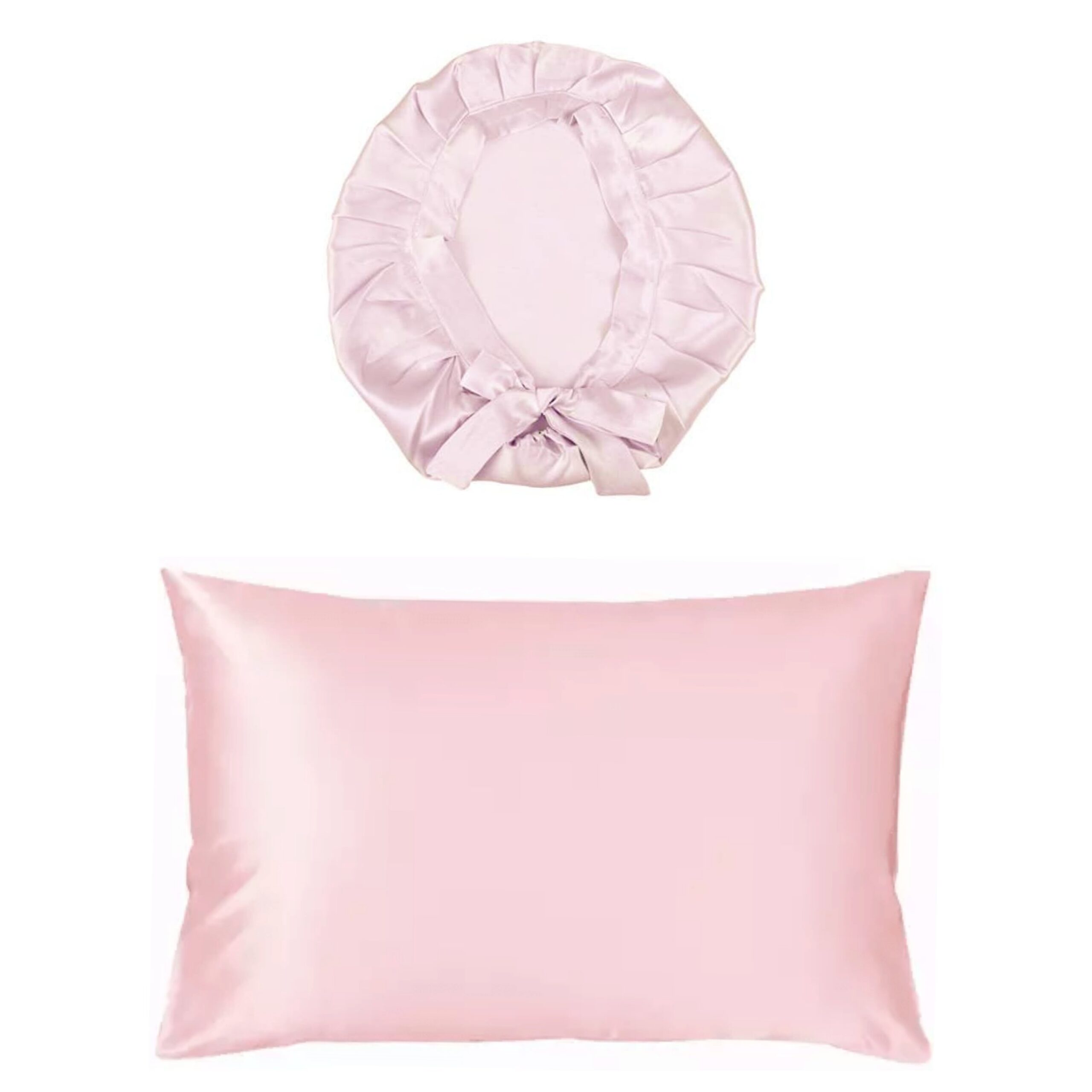 Silk Sleep Experience Set, din mătase Mulbery - Față de pernă + Boneta Luxury, Baby Pink