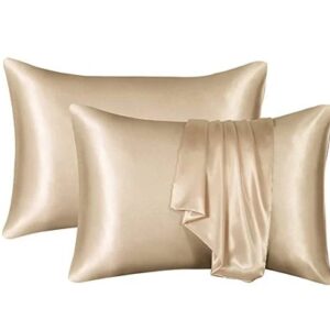 Set fețe de pernă mătase Mulberry 1+1, culoare Champagne