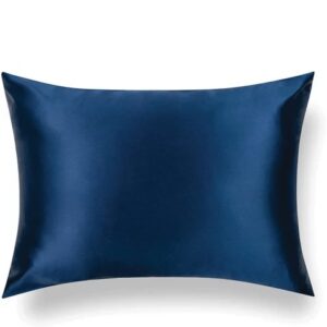 Față de pernă mătase 22 Momme fata superioara, fata inferioara bambus, Navy, 50X70 cm