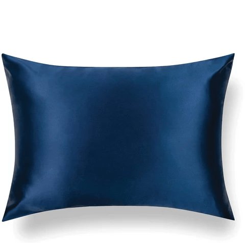 Față de pernă mătase 22 Momme fata superioara, fata inferioara bambus, Navy, 50X70 cm