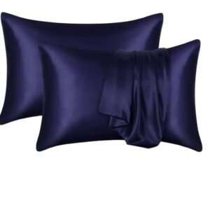 Set fețe de pernă mătase Mulberry 1+1, culoare Dark Blue