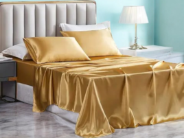 Set lenjerie pat mătase naturală, 22 Momme, Gold Champagne