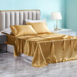 Set lenjerie pat mătase naturală, 22 Momme, Gold Champagne